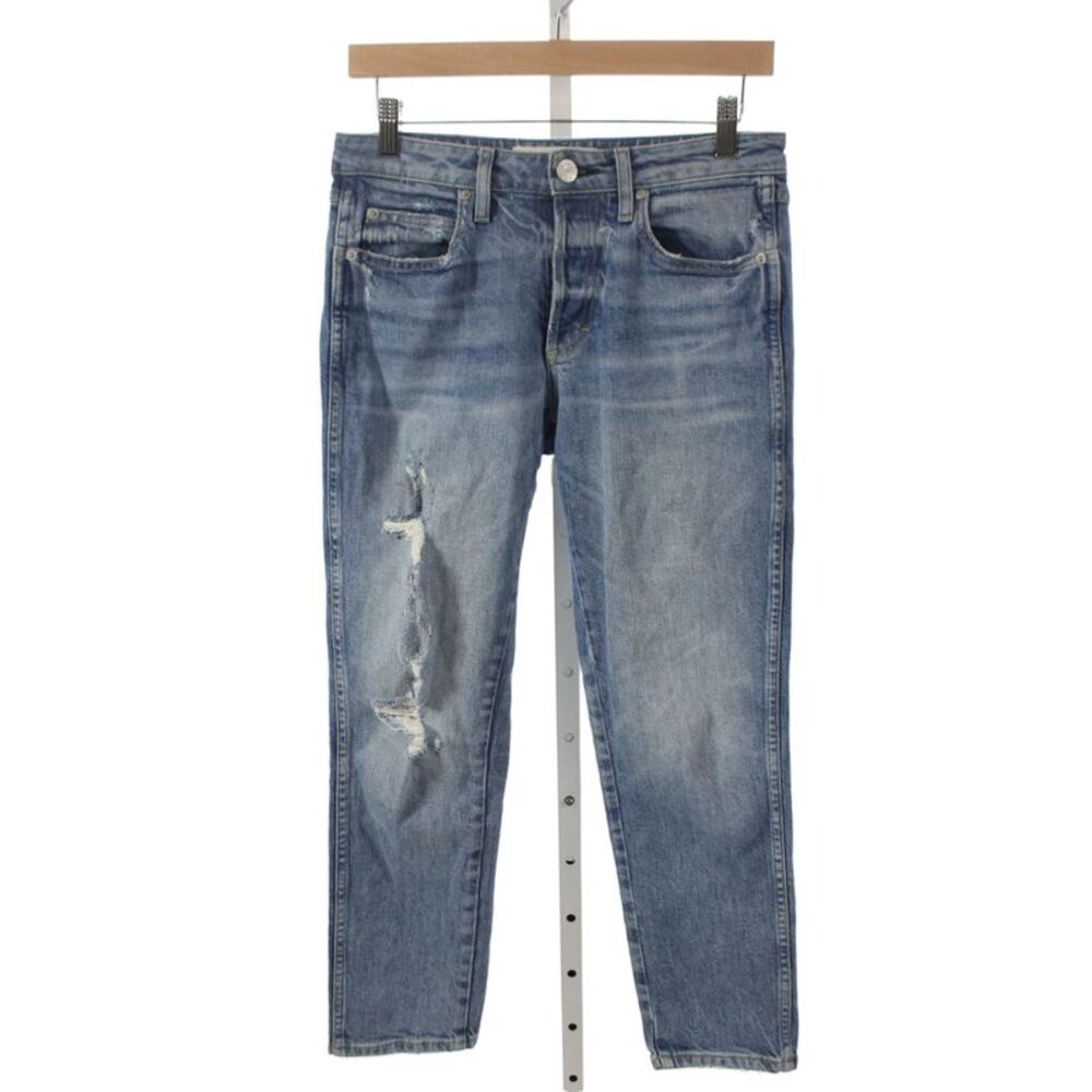 Amo Women Straight Jeans Blue Mid Rise Cotton Button Fly Size 24